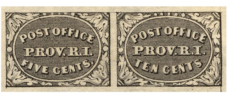 US Postmaster's Provisional Stamps 5c.+10c. Providence, R.I. 10X2a