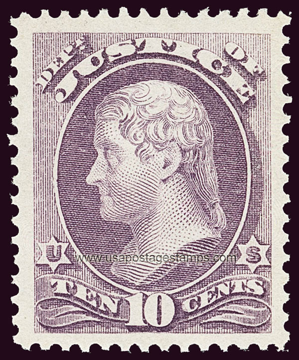 US 1873 Thomas Jefferson (1743-1826) 10c. Official Scott. O29