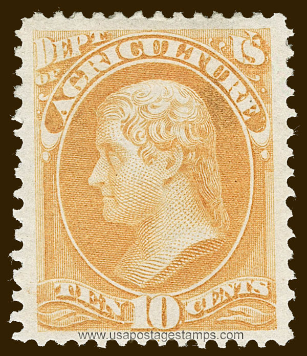 US 1873 Thomas Jefferson (1743-1826) 10c. Official Scott. O5