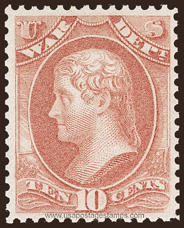 US 1873 Thomas Jefferson (1743-1826) 10c. Official Scott. O88
