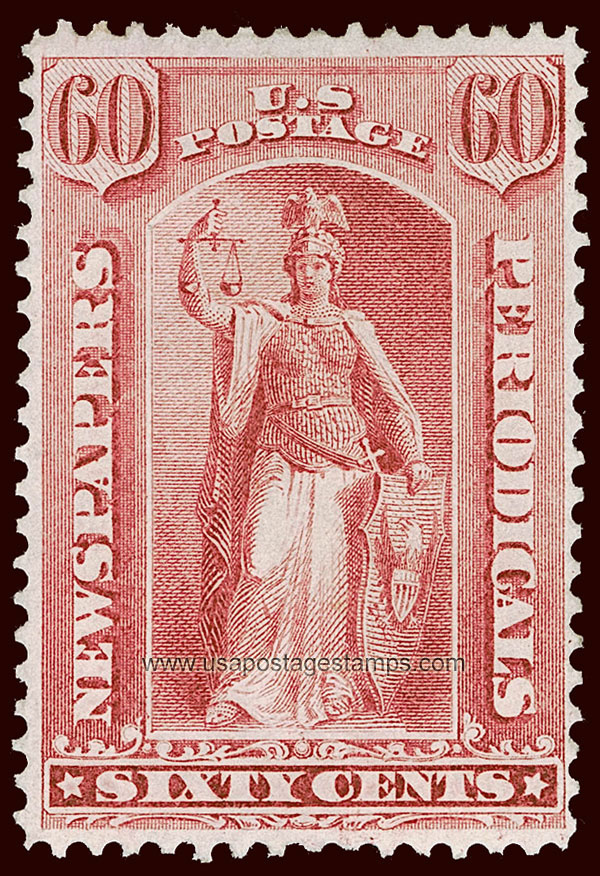 US 1875 Statue of Justice 60c. Scott. PR20 Newspaper Stamp