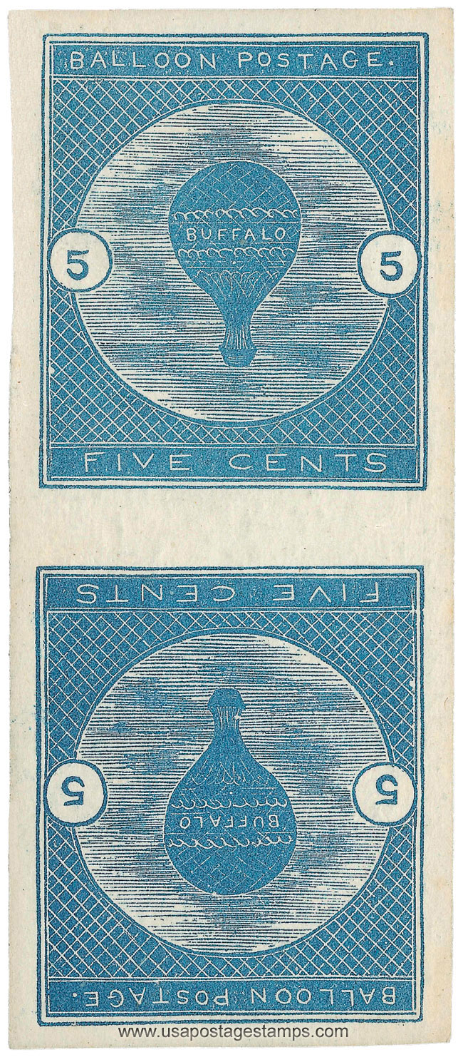 US 1877 Buffalo Balloon Flight 5c.x2 Scott. CL1a