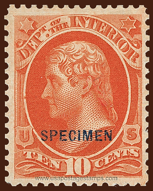 US 1879 Thomas Jefferson (1743-1826) 10c. Official OVPT. Scott. O19S