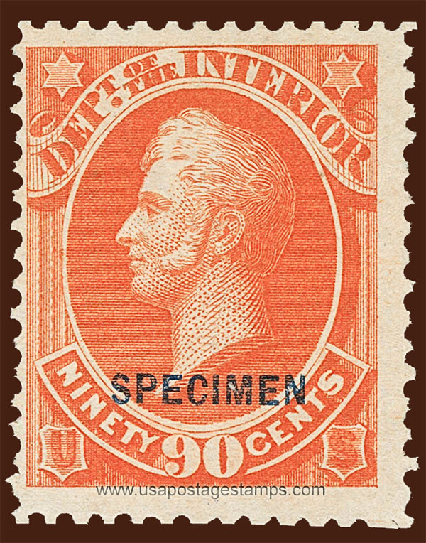 US 1879 Commodore Oliver Hazard Perry (1785-1819) 90c. Official OVPT. Scott. O24S