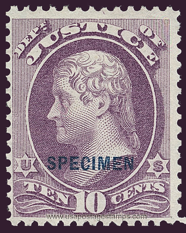 US 1879 Thomas Jefferson (1743-1826) 10c. Official OVPT. Scott. O29S