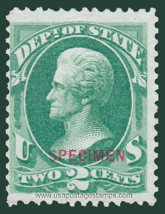 US 1879 Andrew Jackson (1767-1845) 2c. Official OVPT. Scott. O58S