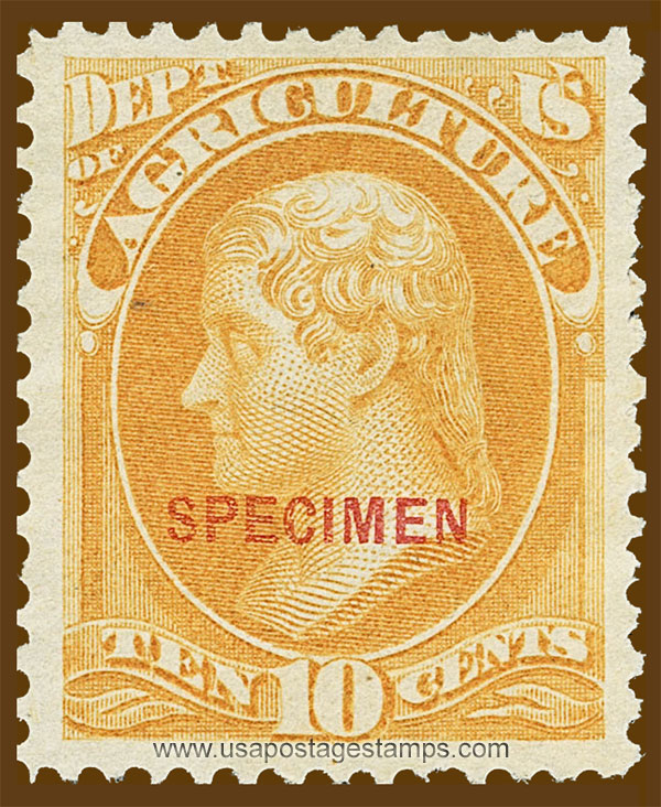US 1879 Thomas Jefferson (1743-1826) 10c. Official OVPT. Scott. O5S