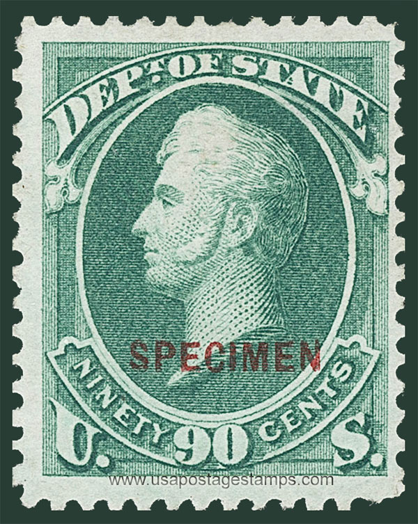 US 1879 Commodore Oliver Hazard Perry (1785-1819) 90c. Official OVPT. Scott. O67S