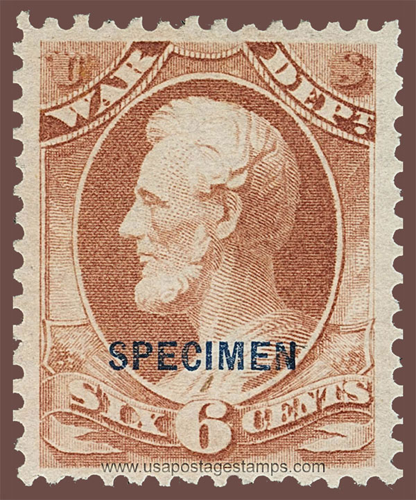 US 1879 Abraham Lincoln (1809-1865) 6c. Official OVPT. Scott. O86S