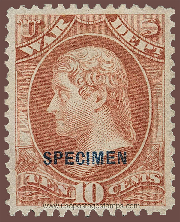 US 1879 Thomas Jefferson (1743-1826) 10c. Official OVPT. Scott. O88S