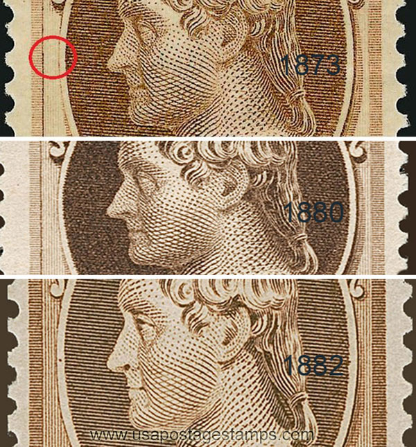 US 1882 Thomas Jefferson (1743-1826) 10c. Scott. 209 details