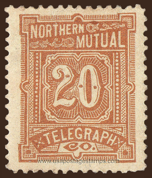 US 1890 Northern Mutual Telegraph Company 'Numeral' 20c. Barefoot NM3R2