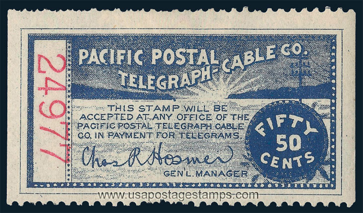 US 1890 Pacific Postal Telegraph-Cable Company 50c. Scott. 14T5
