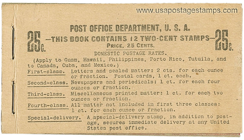 US 1900 George Washington (1732-1799) 25c. Unexploded Booklet Scott. BK7