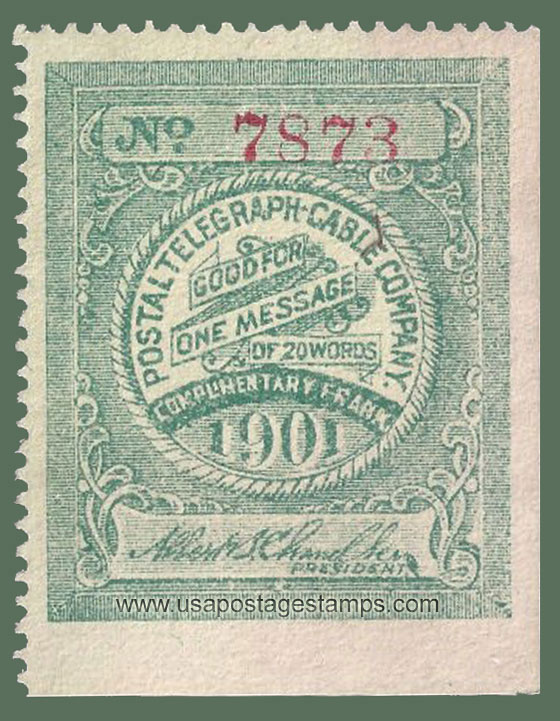 US 1901 Postal Telegraph-Cable Company 'Frank' 0c. Barefoot P22a