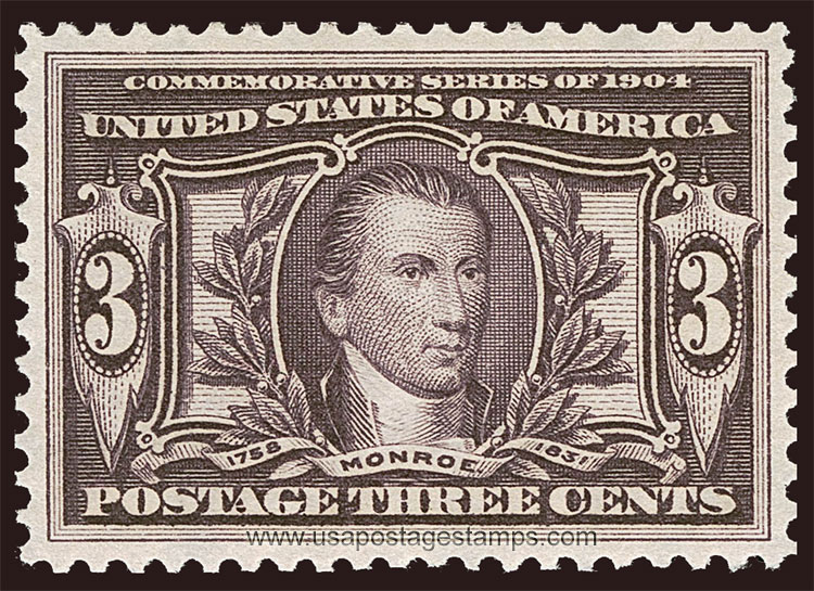 US 1904 Louisiana Purchase Exposition 'Monroe' 3c. Scott. 325