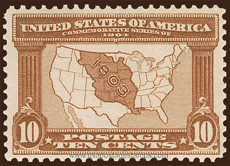 US 1904 Louisiana Purchase Exposition 'Map of Louisiana Purchase (1803)' 10c. Scott. 327