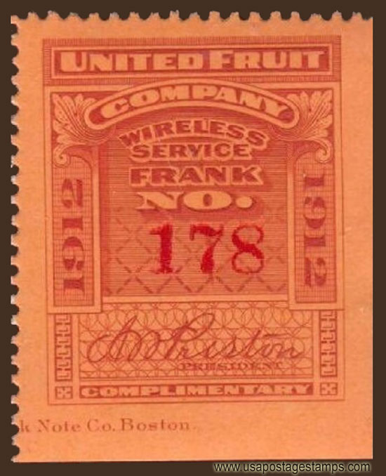 US 1912 United Fruit Company Wireless Service 'Frank' 0c. Barefoot UF3
