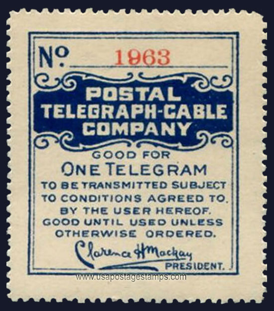 US 1914 Postal Telegraph-Cable Company 'Frank' 0c. Barefoot P53a