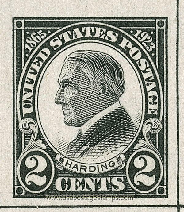 US 1923 Warren G. Harding (1865-1923) Imperf. 2c. Scott. 611