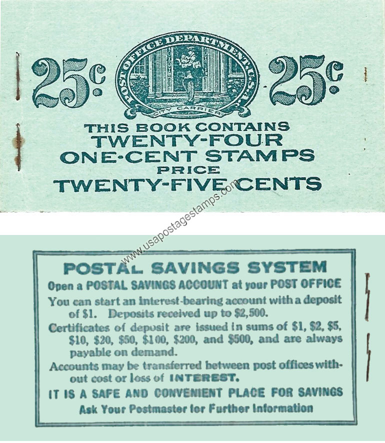 US 1923 Benjamin Franklin (1706-1790) 25c. Unexploded Booklet Scott. BK66