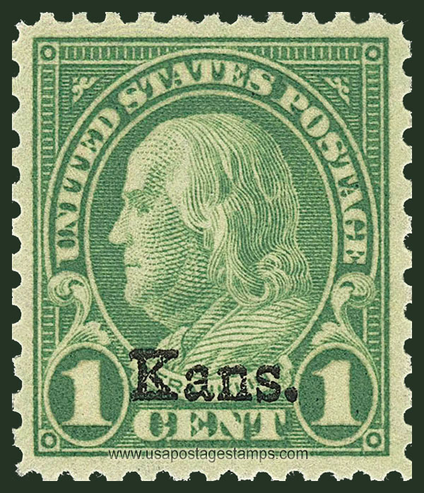 US 1929 Benjamin Franklin (1706-1790) Ovpt. 'Kans.' 1c. Scott. 658