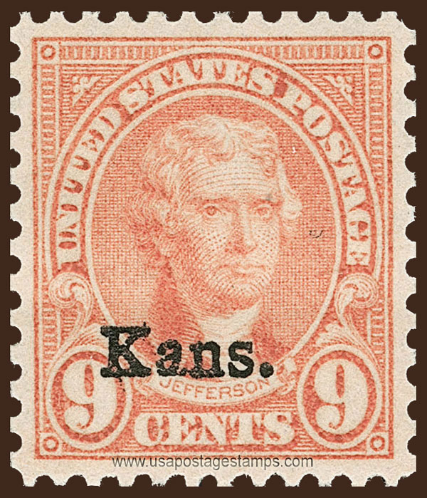 US 1929 Thomas Jefferson (1743-1826) Ovpt. 'Nebr.' 9c. Scott. 678