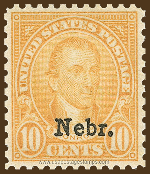 US 1929 James Monroe (1758-1831) Ovpt. 'Nebr.' 10c. Scott. 679