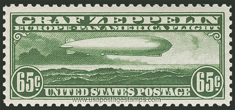 US 1930 'Airmail' Graf Zeppelin Over Atlantic Ocean 65c. Scott. C13