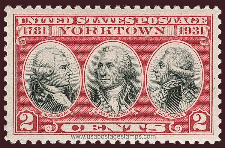 US 1931 Yorktown Issue 'Rochambeau, Washington and De Grasse' 2c. Scott. 703