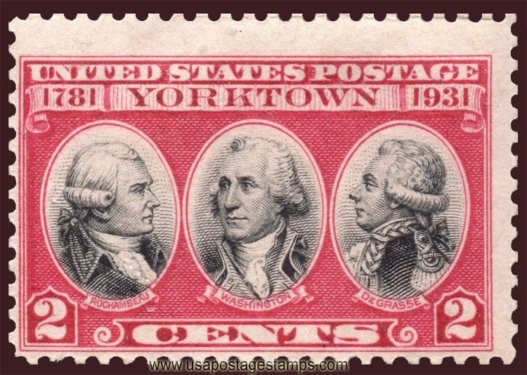 US 1931 Yorktown Issue 'Rochambeau, Washington and De Grasse' 2c. Scott. 703a
