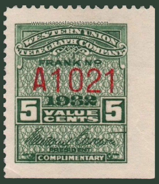 US 1932 Western Union Telegraph Company 'Frank' 5c. Scott. 16T81