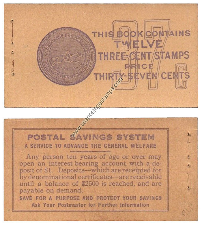 US 1932 George Washington (1732-1799) 37c. Unexploded Booklet Scott. BK84
