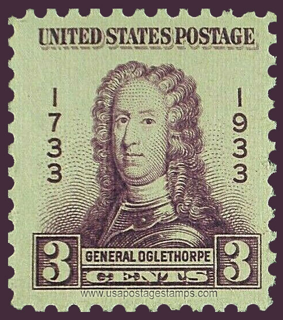 US 1933 Gen. James Edward Oglethorpe 3c. Scott. 726