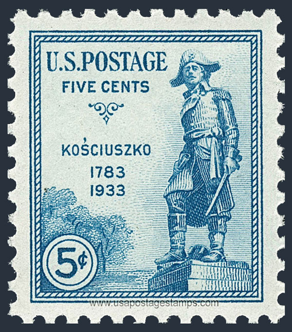 US 1933 Statue of General Tadeusz Kosciuszko 5c. Scott. 734