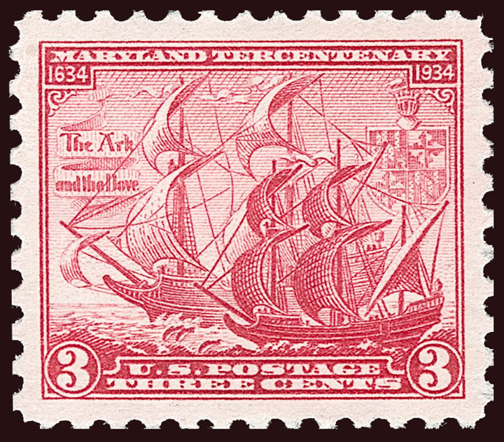 US 1934 Maryland Tercentenary 'Sailing Ships' 3c. Scott. 736