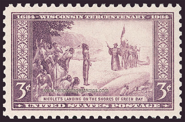 US 1934 Wisconsin Tercentenary 'Nicolet's Landing' 3c. Scott. 739
