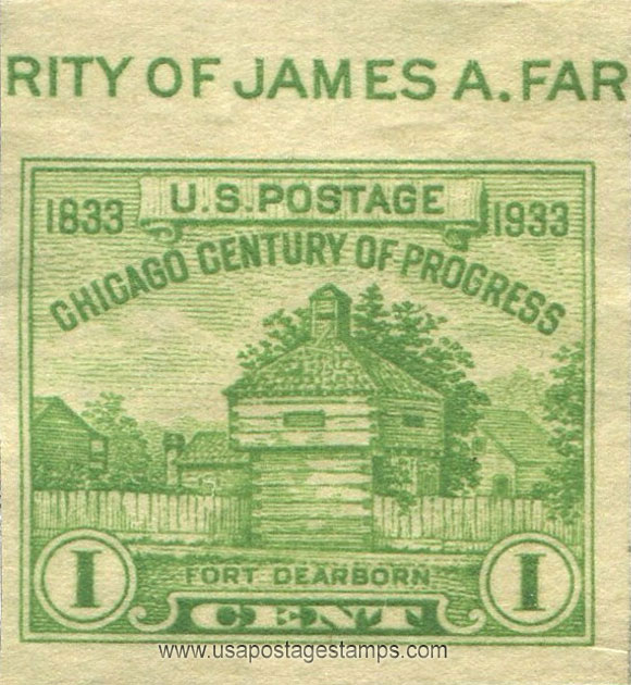 US 1935 Chicago Century of Progress 'Fort Dearborn' Imperf. 1c. Scott. 766a