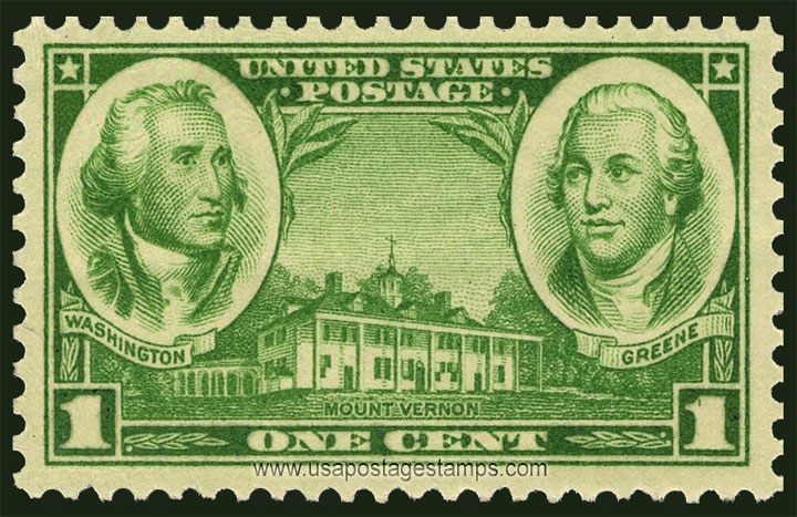 US 1936 Army Issue 'Mount Vernon' Washington, Nathanael Greene 1c. Scott. 785
