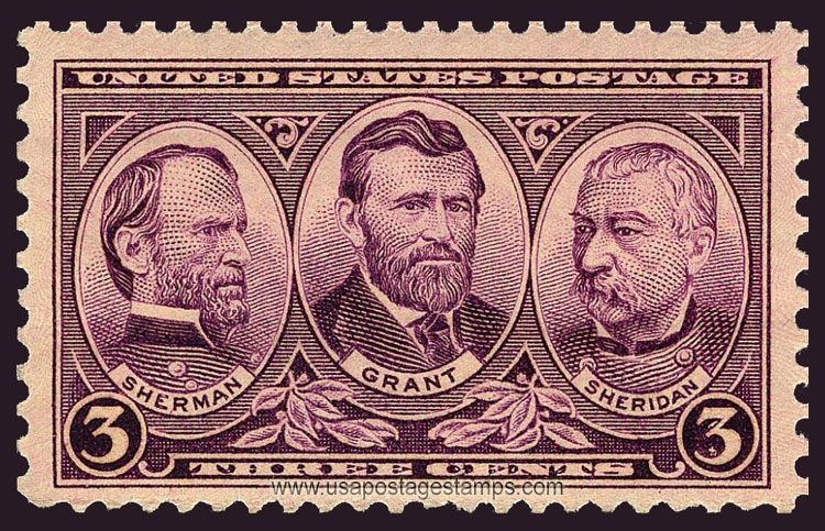 US 1937 Army Issue ; Sherman, Grant, Sheridan 3c. Scott. 787