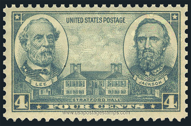 US 1937 Army Issue ; Lee, Jackson 'Stratford Hall' 4c. Scott. 788
