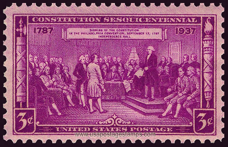 US 1937 Constitution Sesquicentennial Issue 3c. Scott. 798