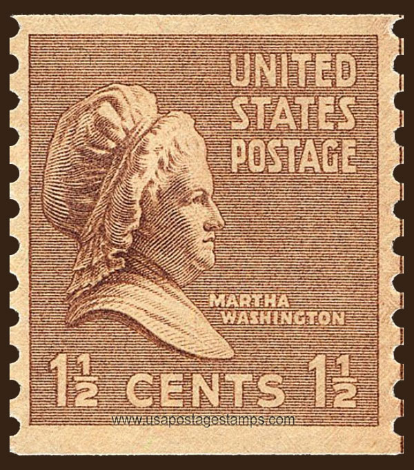 US 1939 Martha Dandridge Custis Washington (1731-1802) Coil 1�c. Scott. 840