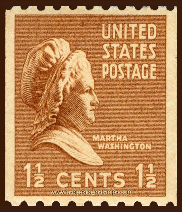 US 1939 Martha Dandridge Custis Washington (1731-1802) Coil 1�c. Scott. 849