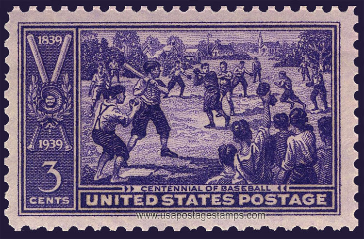 US 1939 Baseball Centennial Issue 3c. Scott. 855