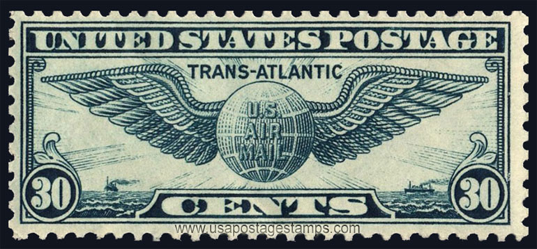 US 1939 'Airmail' Trans-Atlantic 'Winged Globe' 30c. Scott. C24