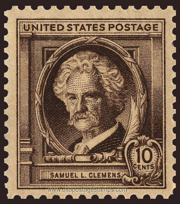 US 1940 Author Samuel Langhorne Clemens (Mark Twain) 10c. Scott. 863