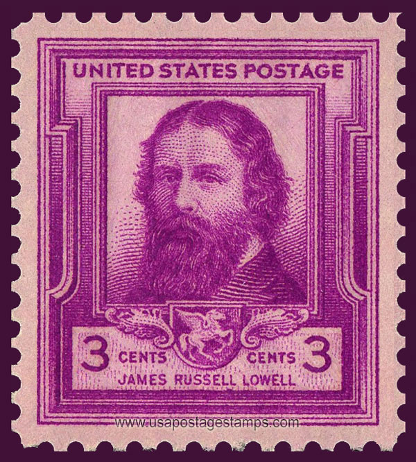 US 1940 Poet James Russell Lowell 3c. Scott. 866