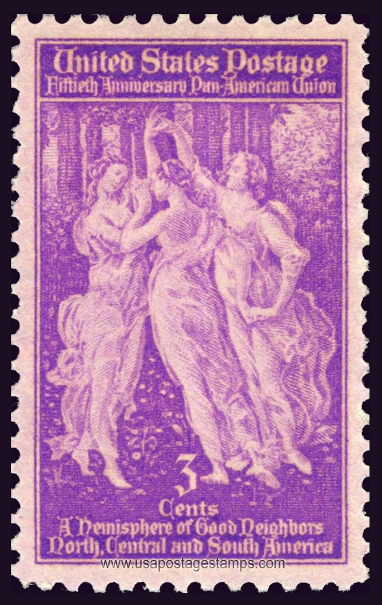 US 1940 Pan American Union Issue 'The Three Graces' 3c. Scott. 895