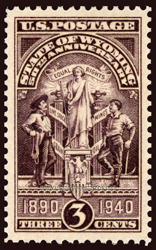 US 1940 50th Anniversary of Wyoming Statehood 3c. Scott. 897
